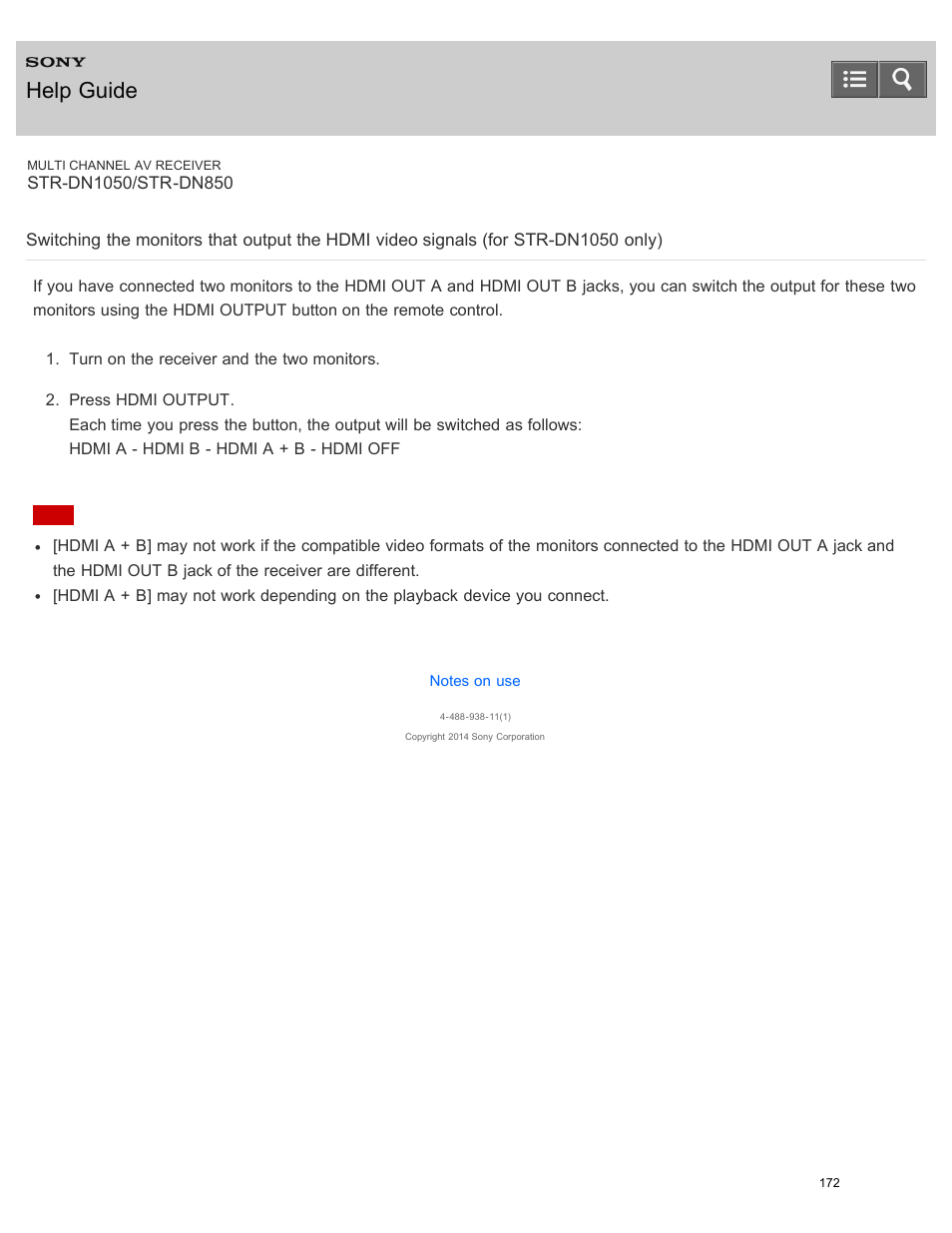 Dn1050 only), Help guide | Sony STR-DN1050 User Manual | Page 183 / 379