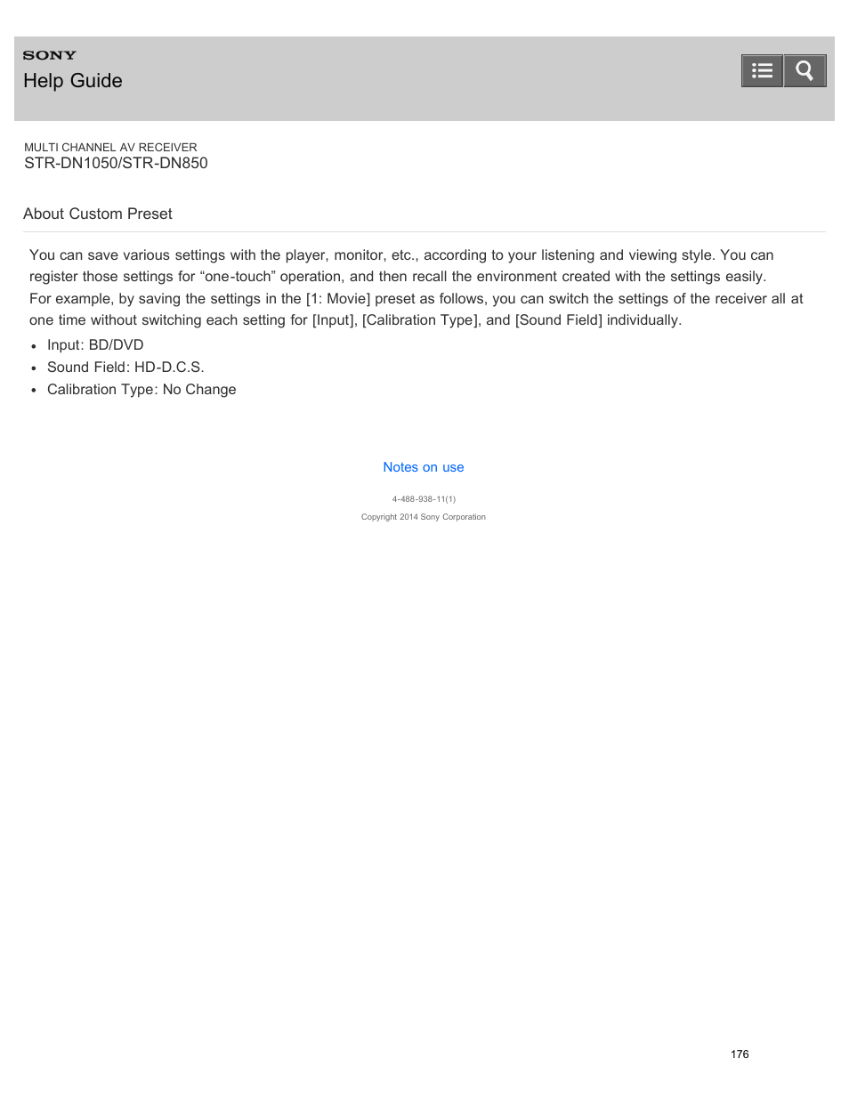 About custom preset, Help guide | Sony STR-DN1050 User Manual | Page 187 / 379