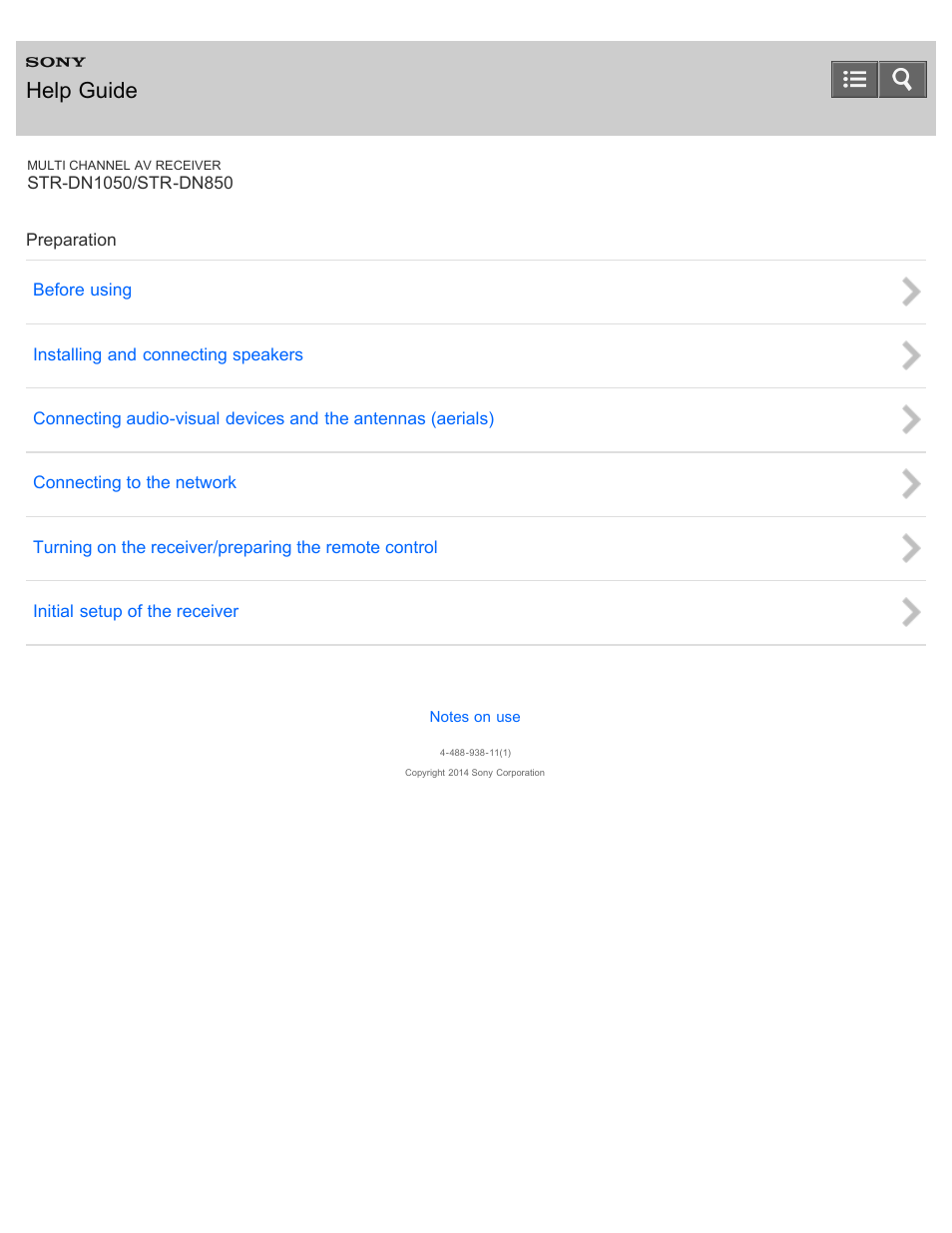 Preparation, Help guide | Sony STR-DN1050 User Manual | Page 2 / 379