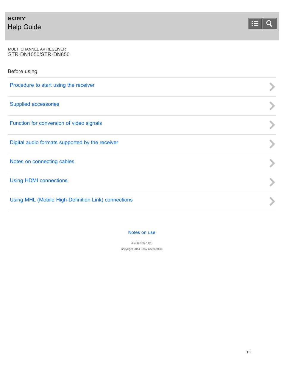 Before using, Help guide | Sony STR-DN1050 User Manual | Page 24 / 379