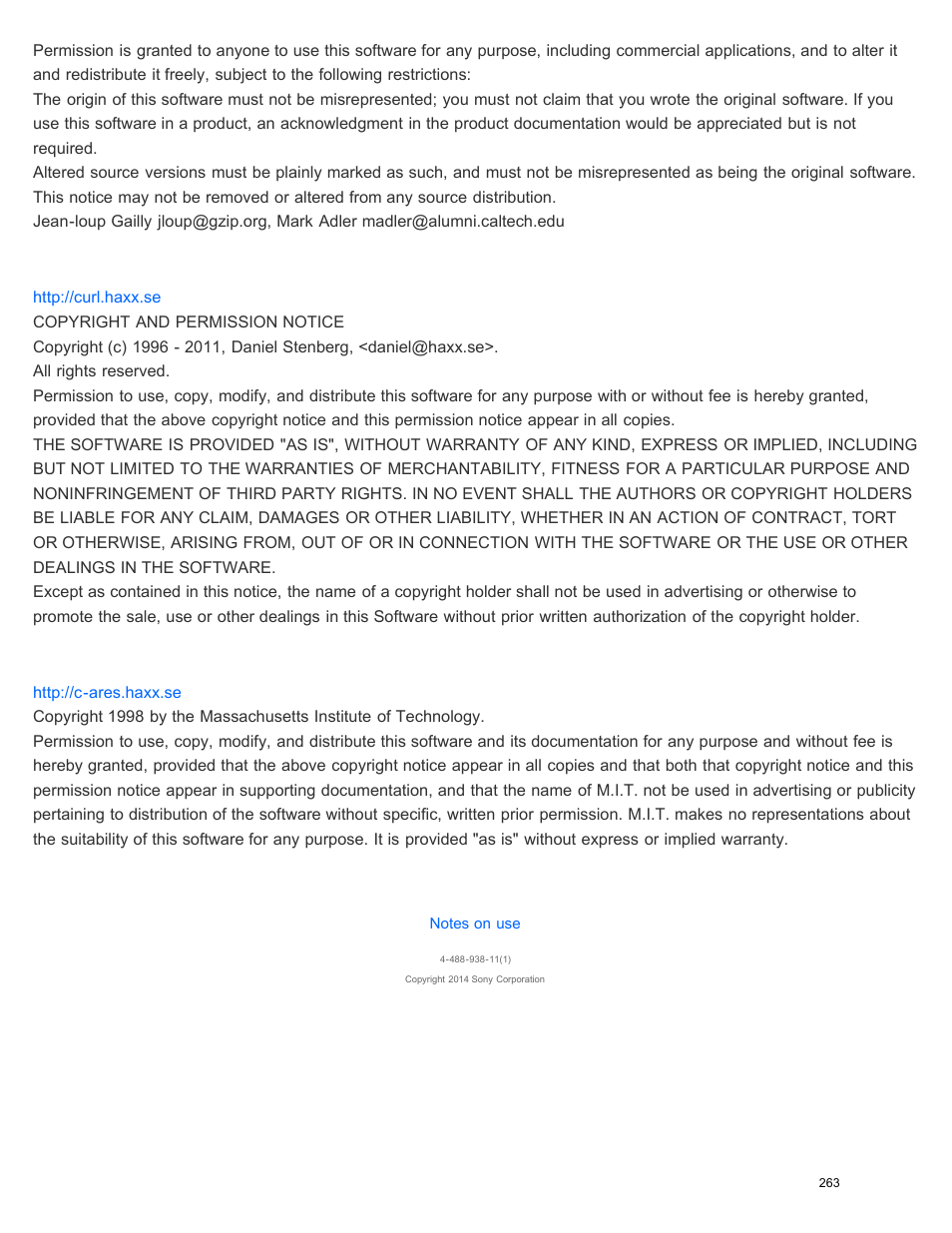Curl, C-ares | Sony STR-DN1050 User Manual | Page 274 / 379