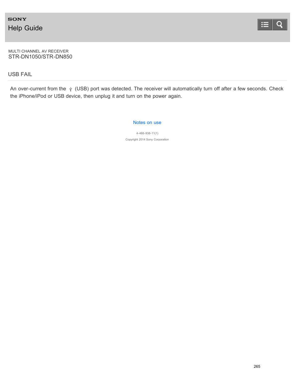 Usb fail, Help guide | Sony STR-DN1050 User Manual | Page 276 / 379