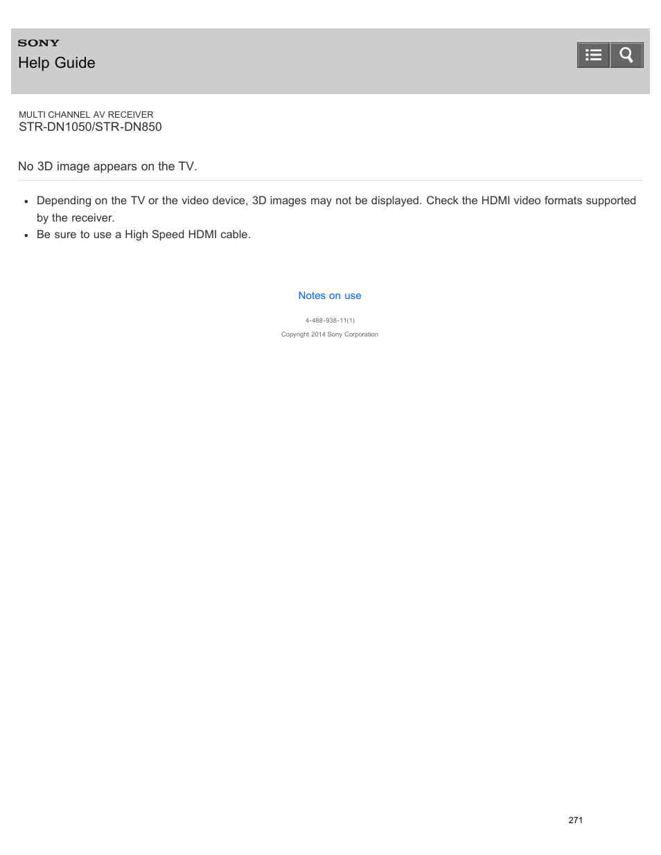 No 3d image appears on the tv, Help guide | Sony STR-DN1050 User Manual | Page 282 / 379