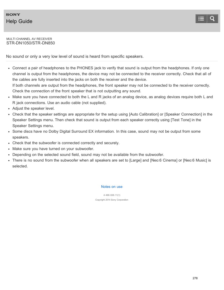 Speakers, Help guide | Sony STR-DN1050 User Manual | Page 289 / 379