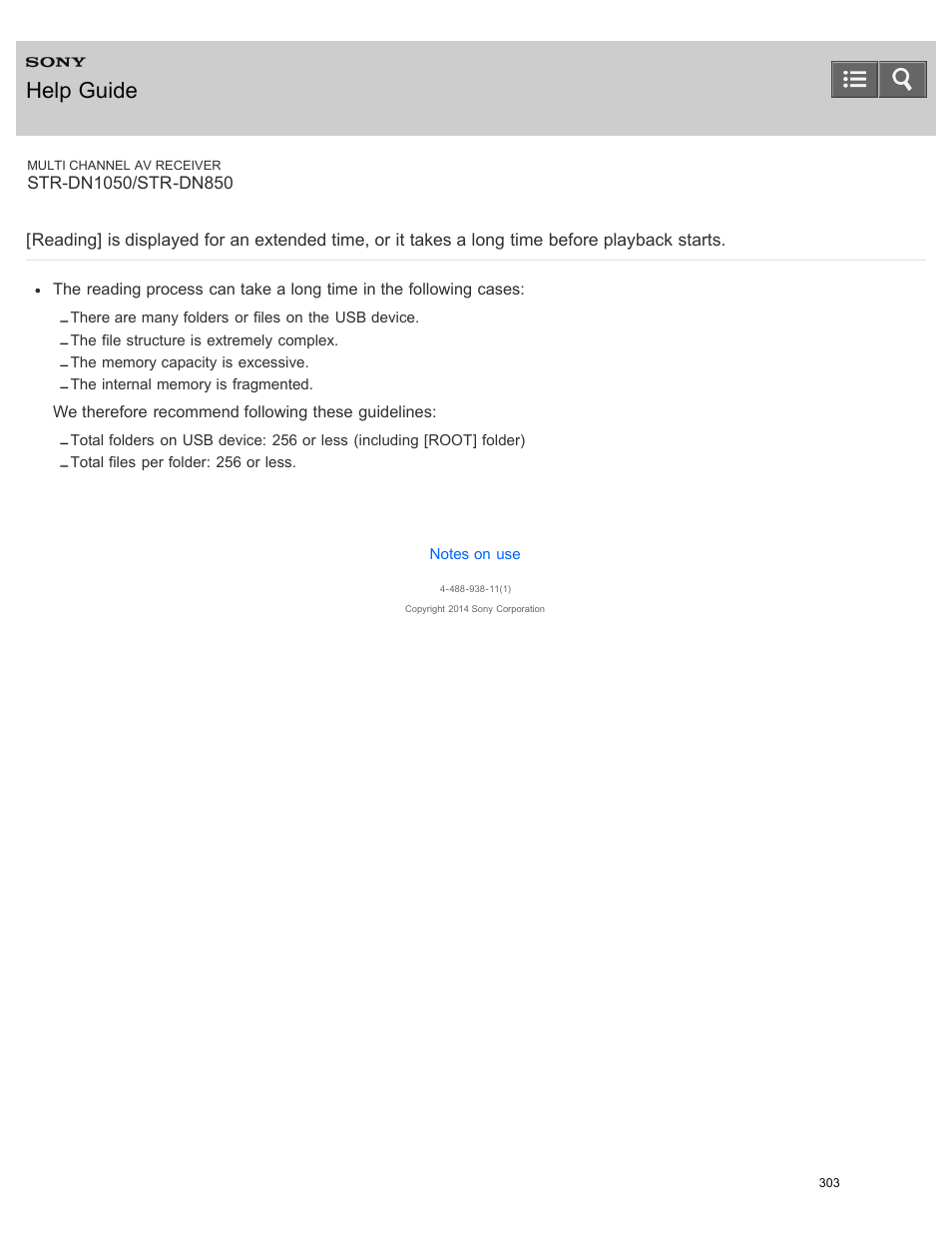 Playback starts, Help guide | Sony STR-DN1050 User Manual | Page 314 / 379