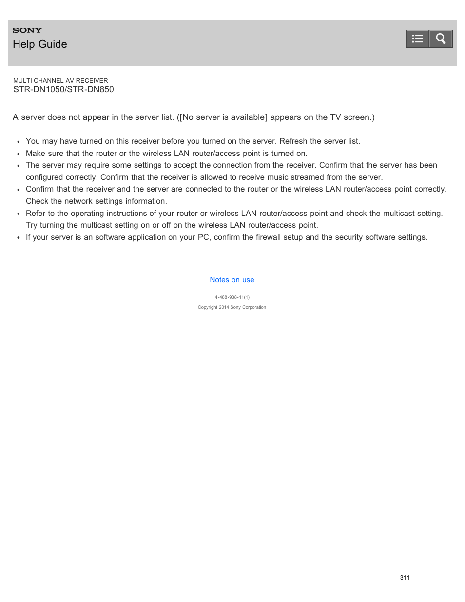 Appears on the tv screen.), Help guide | Sony STR-DN1050 User Manual | Page 322 / 379
