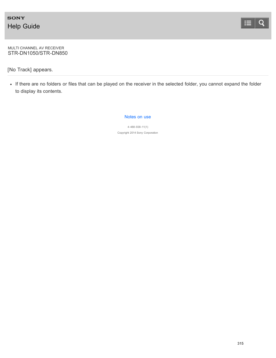 No track] appears, Help guide | Sony STR-DN1050 User Manual | Page 326 / 379