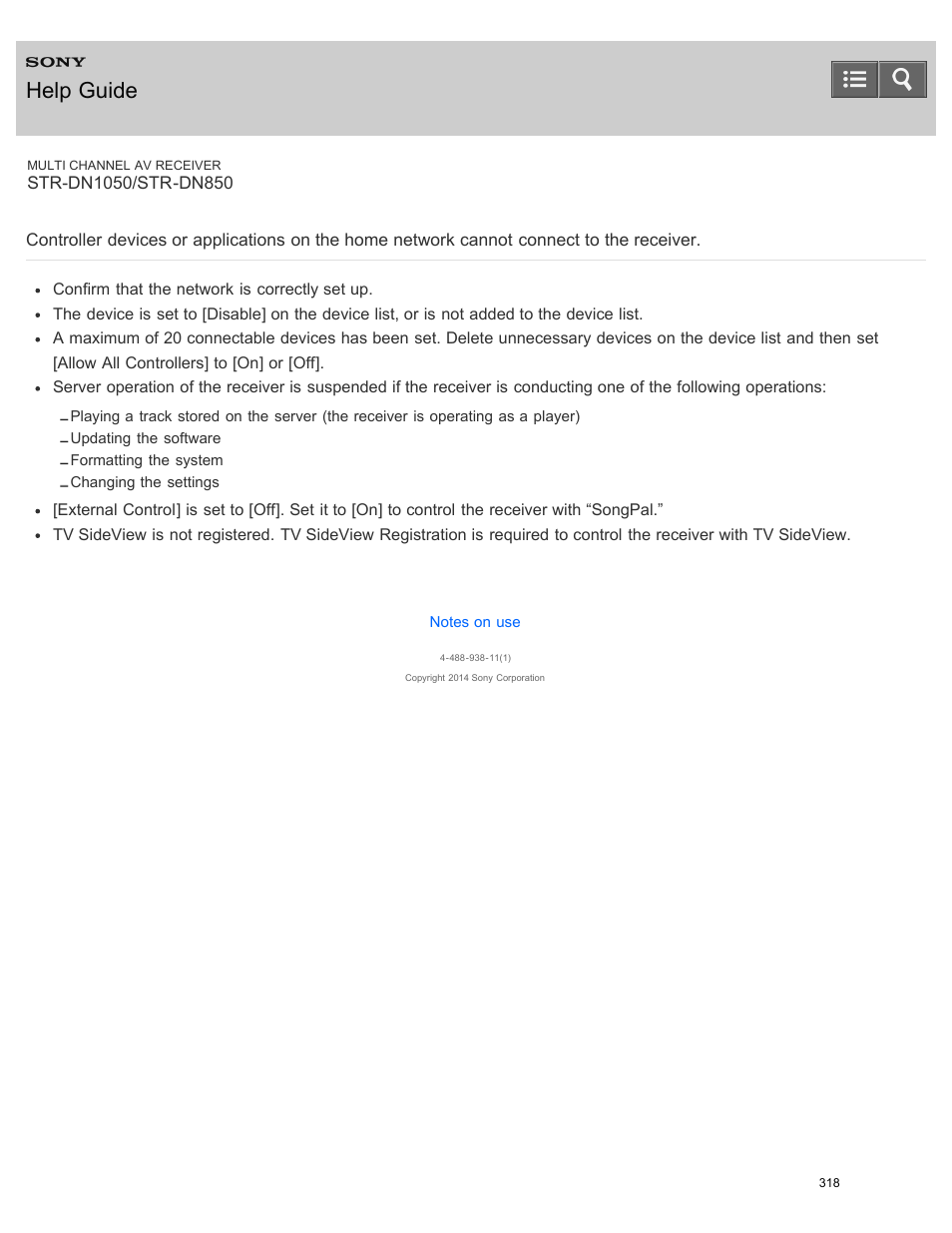 The receiver, Help guide | Sony STR-DN1050 User Manual | Page 329 / 379