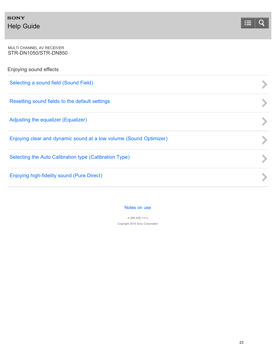 Enjoying sound effects, Help guide | Sony STR-DN1050 User Manual | Page 34 / 379
