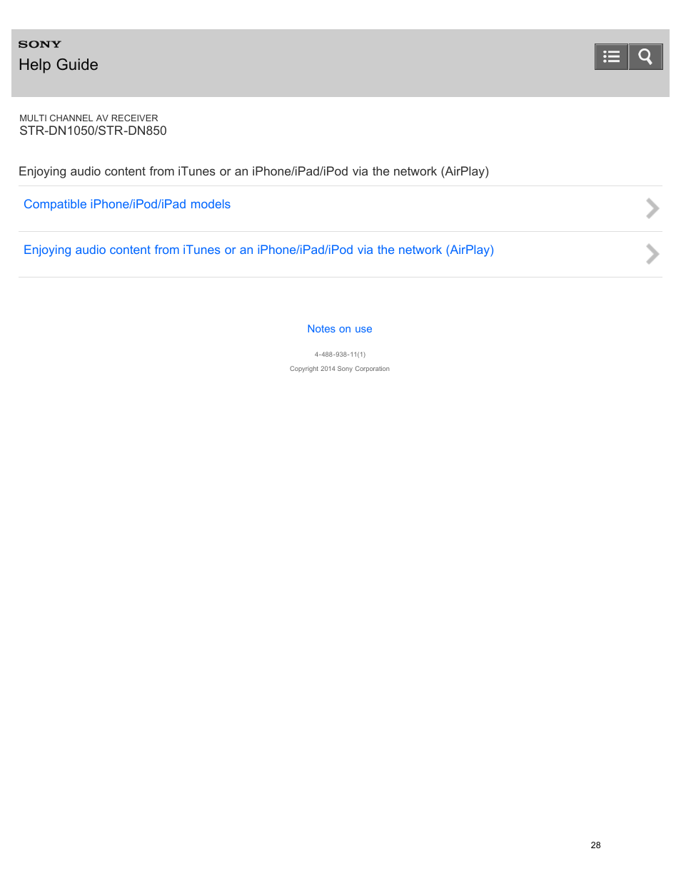 Airplay), Help guide | Sony STR-DN1050 User Manual | Page 39 / 379