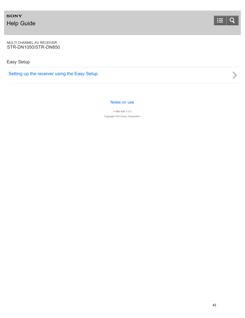 Easy setup, Help guide | Sony STR-DN1050 User Manual | Page 53 / 379