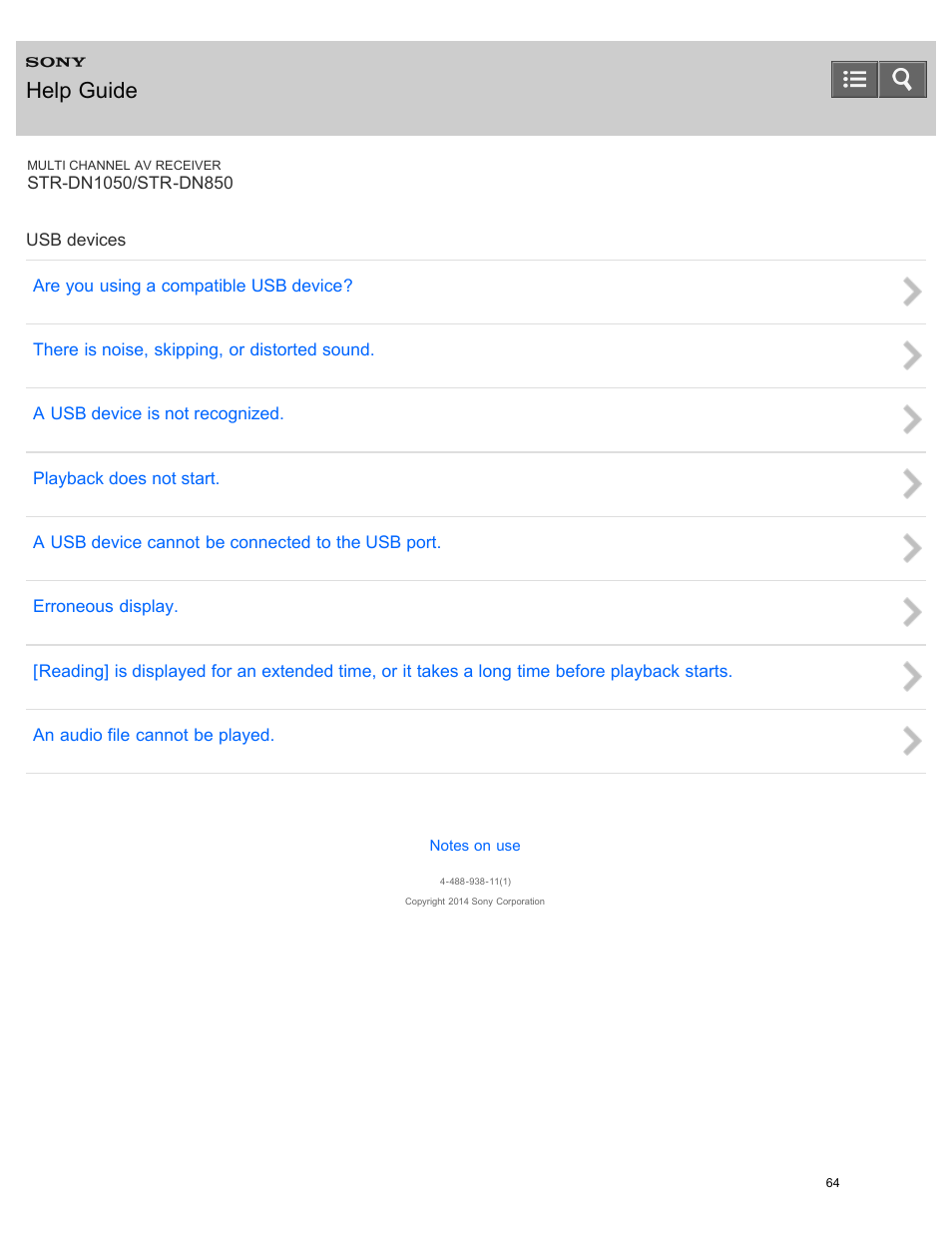Usb devices, Help guide | Sony STR-DN1050 User Manual | Page 75 / 379