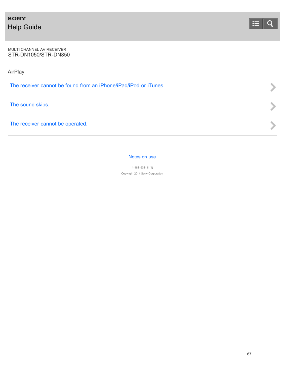 Airplay, Help guide | Sony STR-DN1050 User Manual | Page 78 / 379