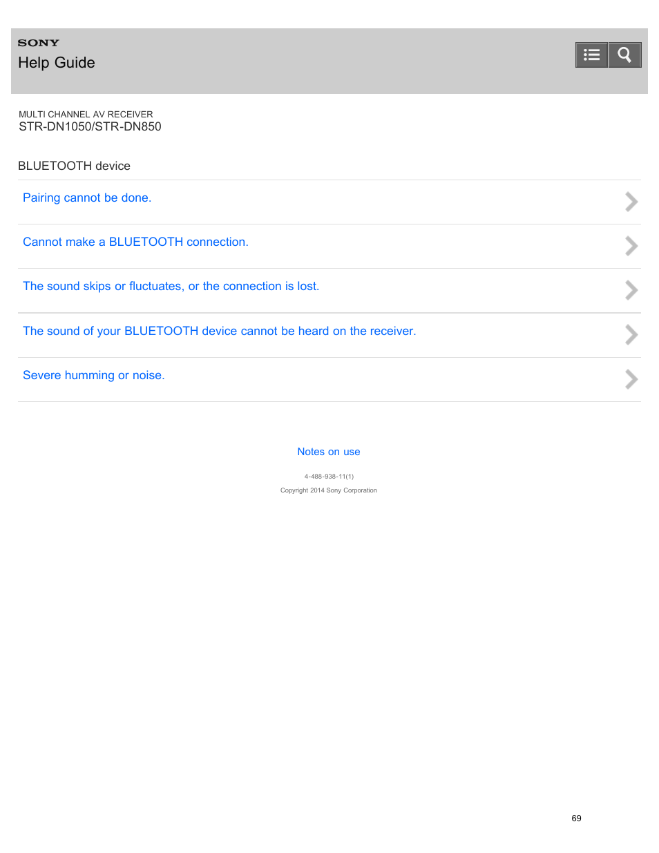 Bluetooth device, Help guide | Sony STR-DN1050 User Manual | Page 80 / 379