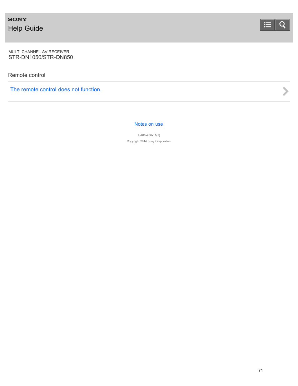 Remote control, Help guide | Sony STR-DN1050 User Manual | Page 82 / 379