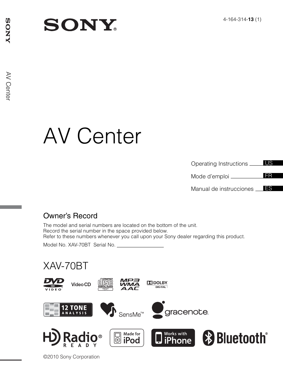 Sony XAV-70BT User Manual | 220 pages