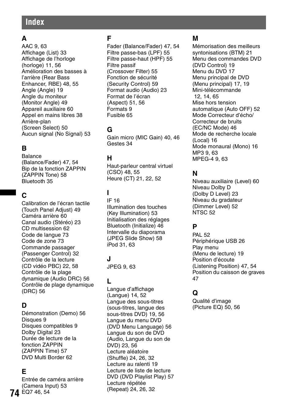 Index | Sony XAV-70BT User Manual | Page 144 / 220