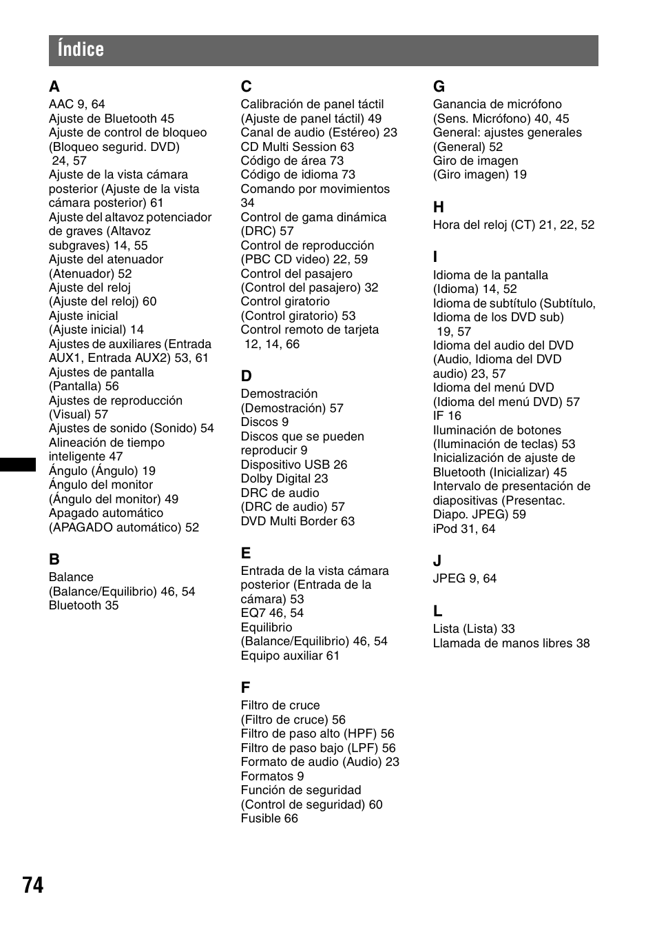 Índice | Sony XAV-70BT User Manual | Page 218 / 220