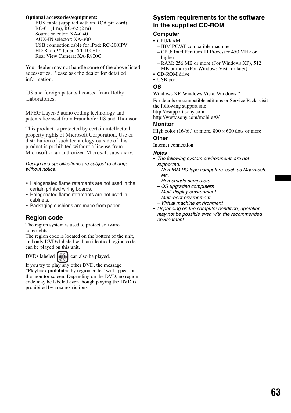 Sony XAV-70BT User Manual | Page 63 / 220