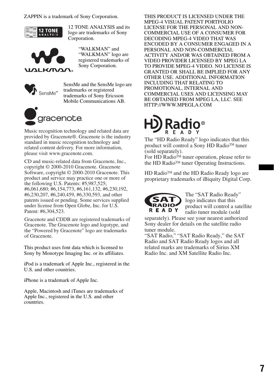 Sony XAV-70BT User Manual | Page 7 / 220