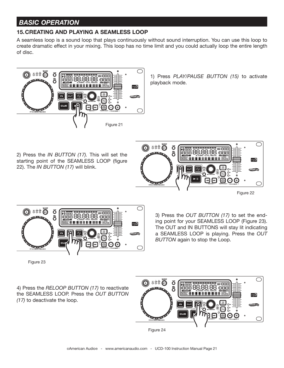 Basic operation | American Audio UCD-100 User Manual | Page 21 / 31