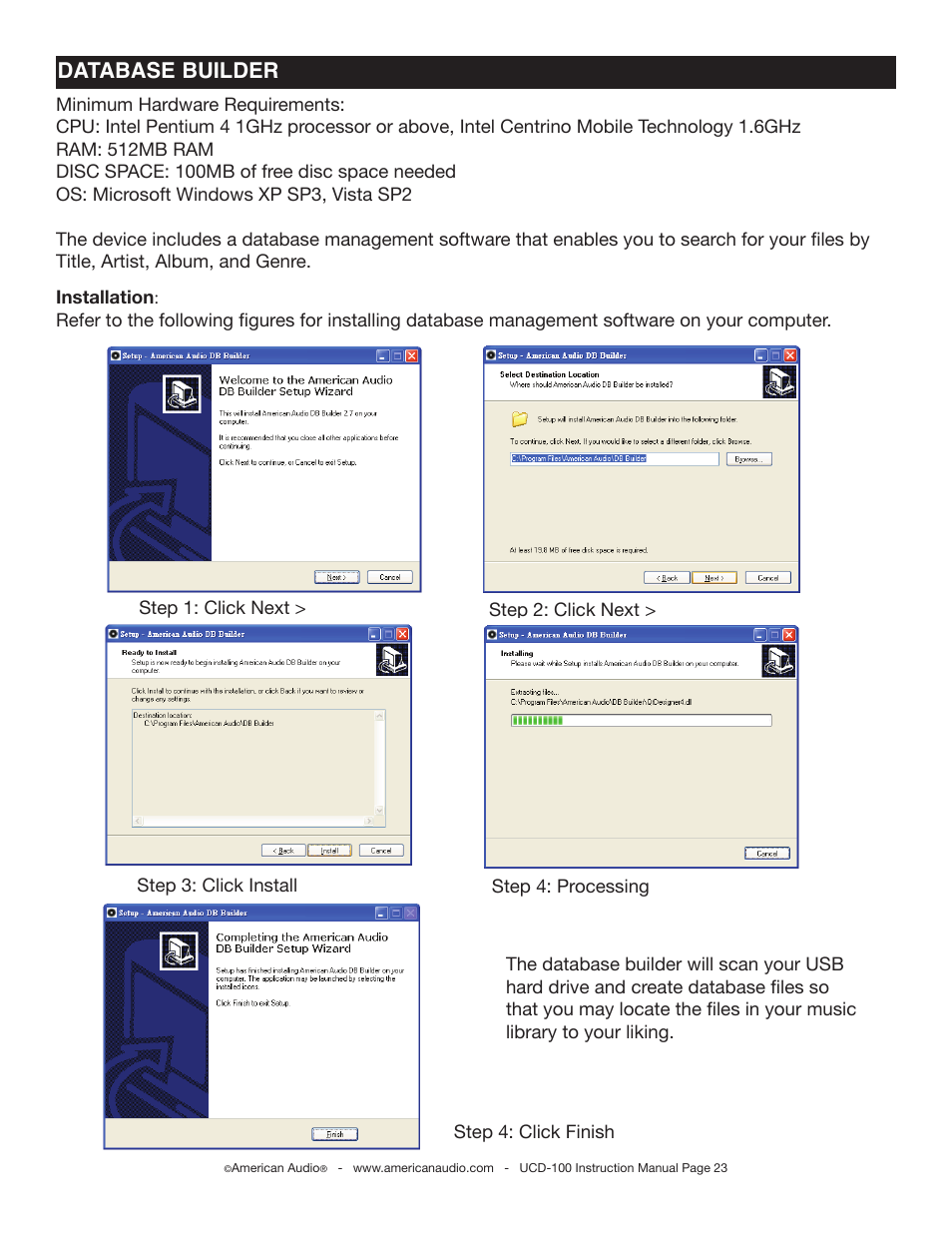 Database builder | American Audio UCD-100 User Manual | Page 23 / 31