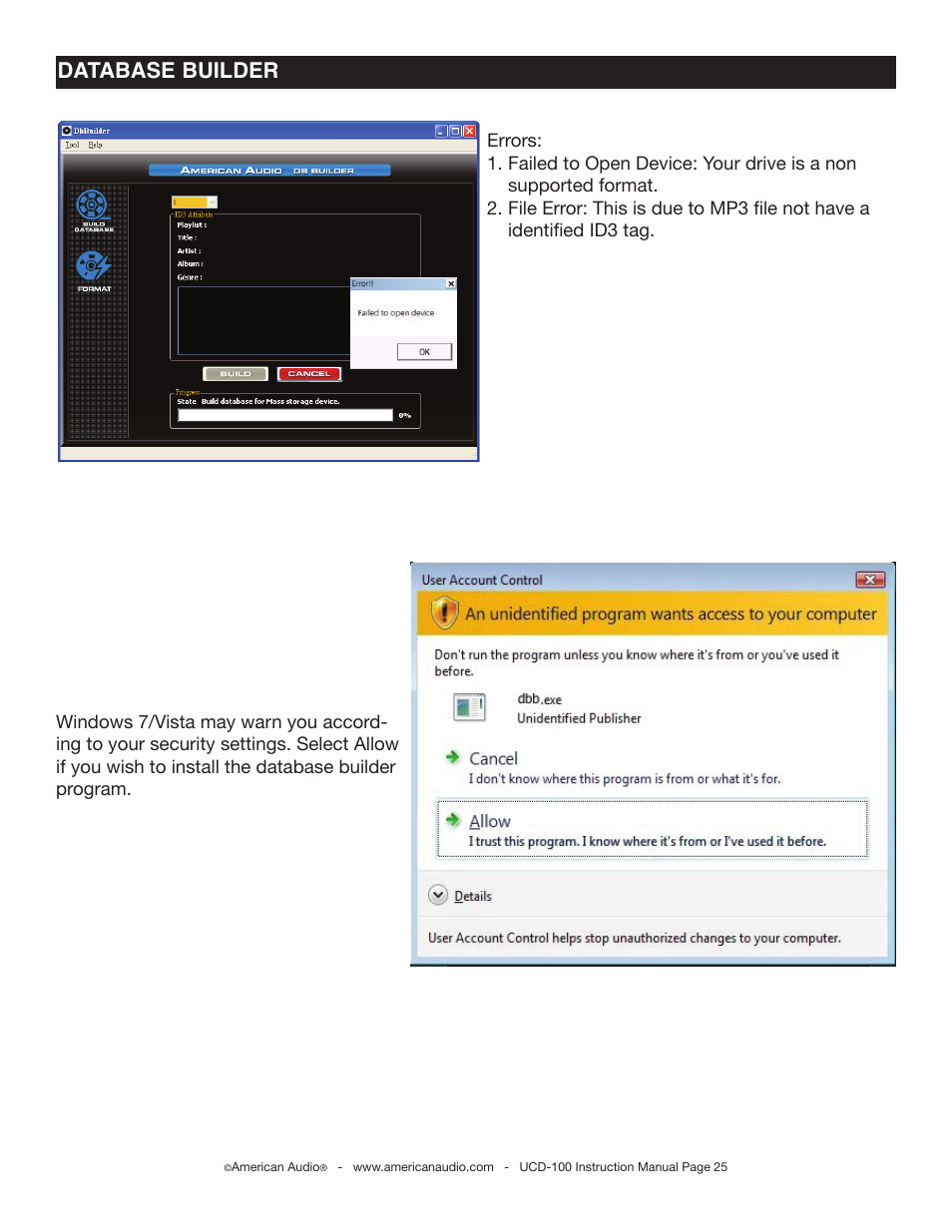 Database builder | American Audio UCD-100 User Manual | Page 25 / 31