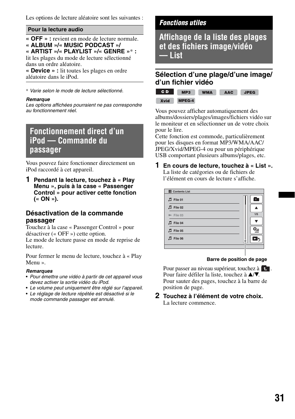 Fonctions utiles | Sony XAV-622 User Manual | Page 103 / 228