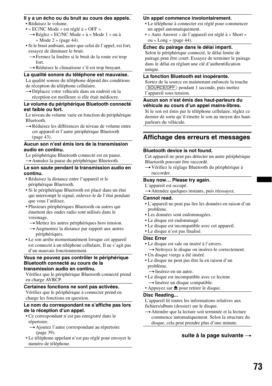 Affichage des erreurs et messages | Sony XAV-622 User Manual | Page 145 / 228