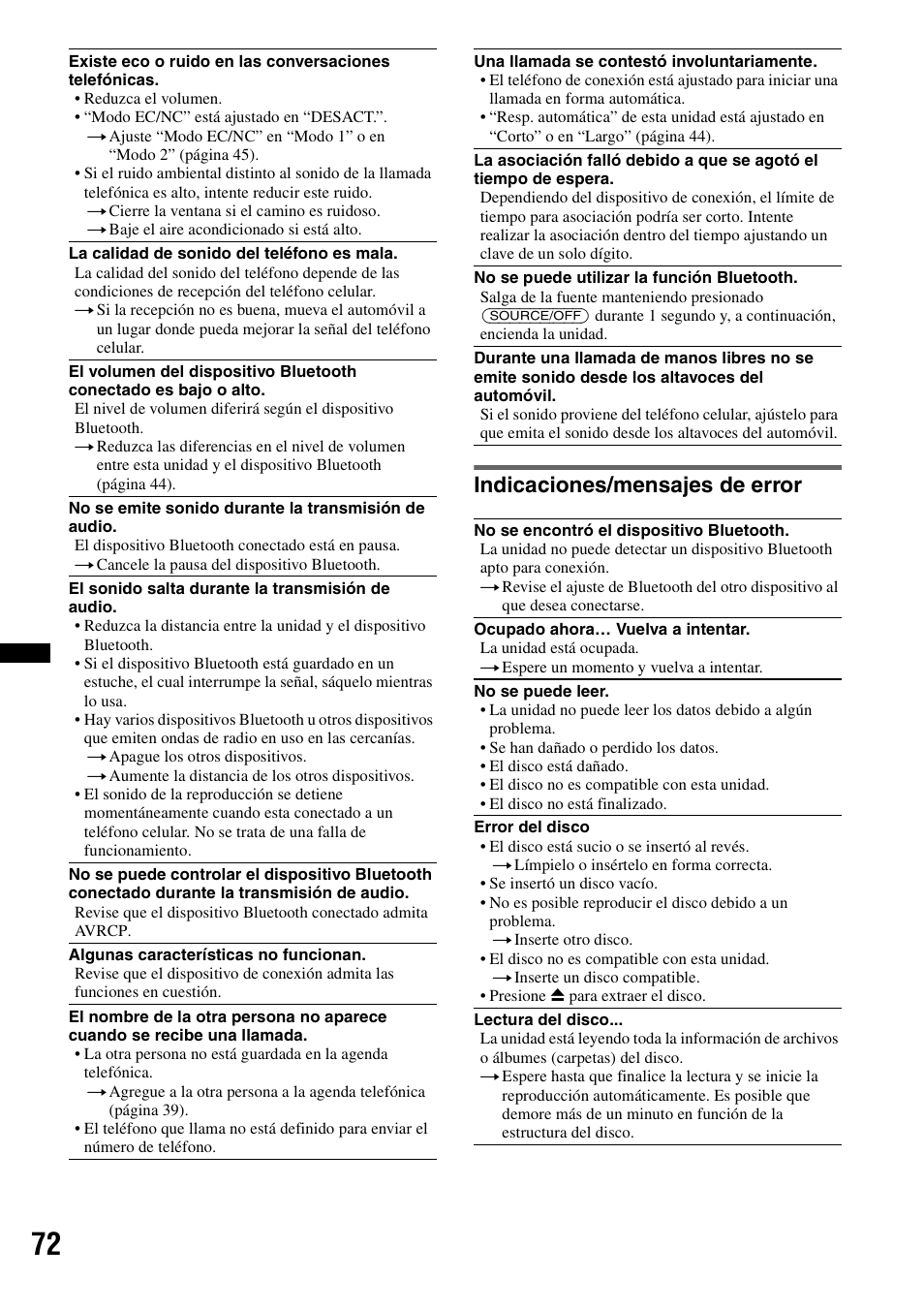 Indicaciones/mensajes de error | Sony XAV-622 User Manual | Page 220 / 228