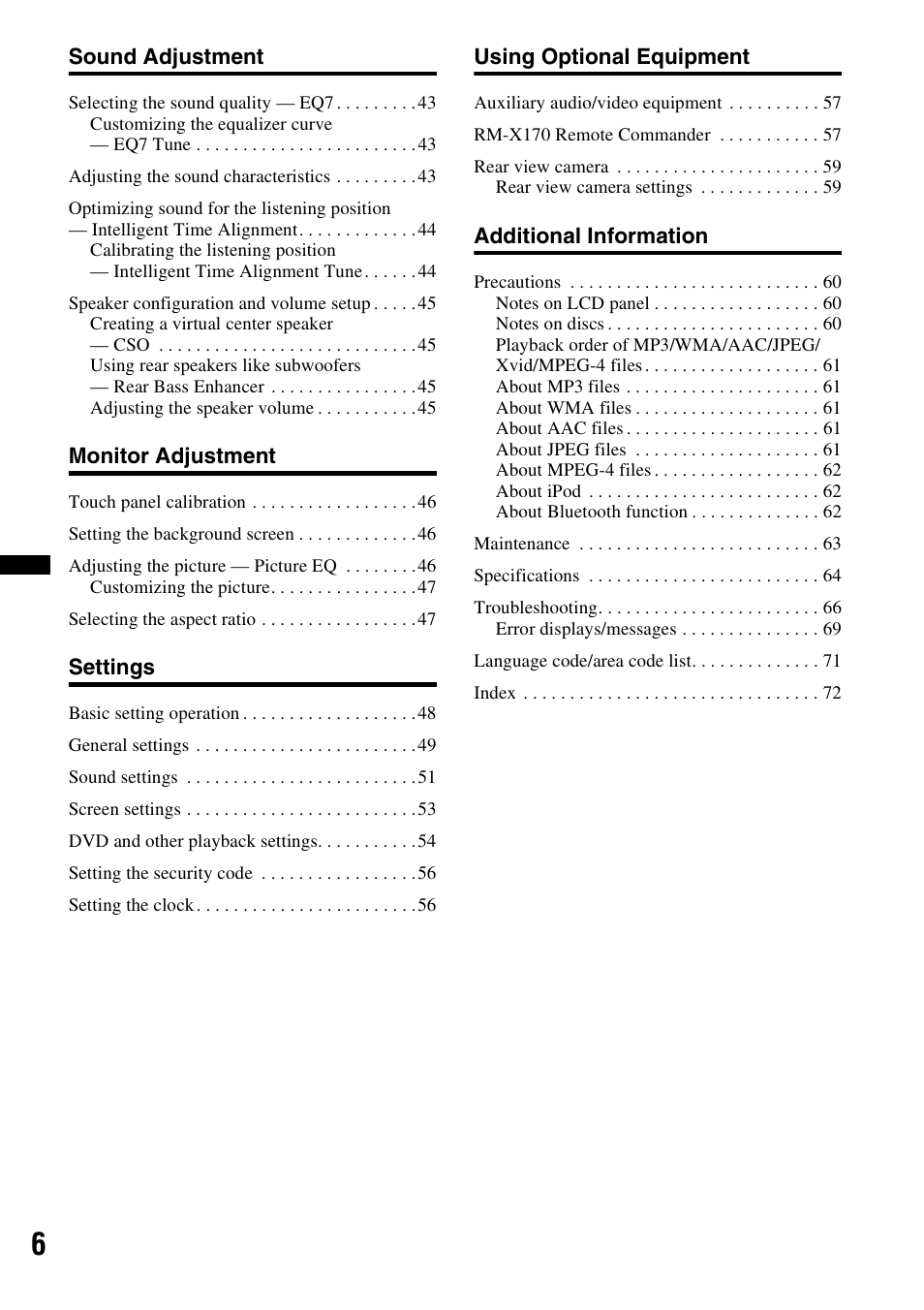 Sony XAV-622 User Manual | Page 6 / 228