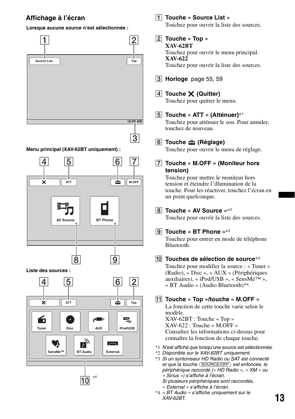 Affichage à l’écran | Sony XAV-622 User Manual | Page 85 / 228