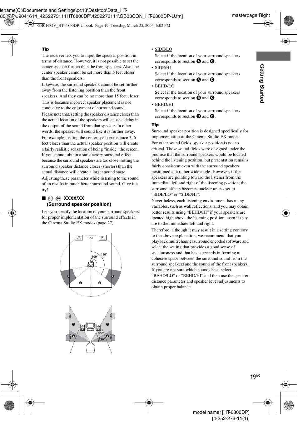 Gettin g star ted | Sony HT-6800DP User Manual | Page 19 / 56