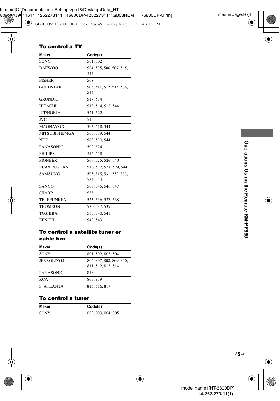 Sony HT-6800DP User Manual | Page 45 / 56
