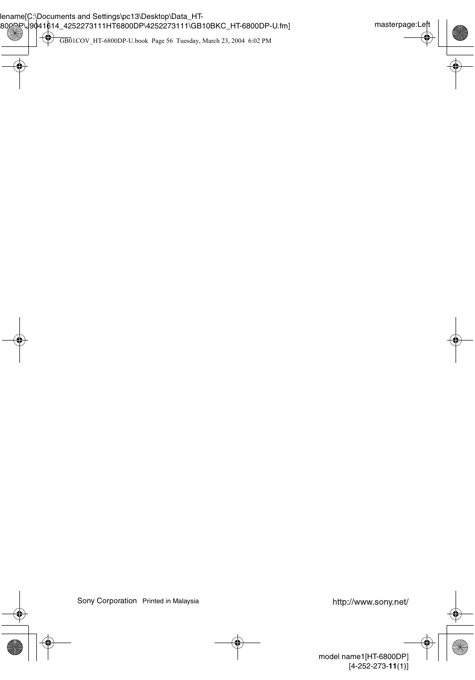 Sony HT-6800DP User Manual | Page 56 / 56