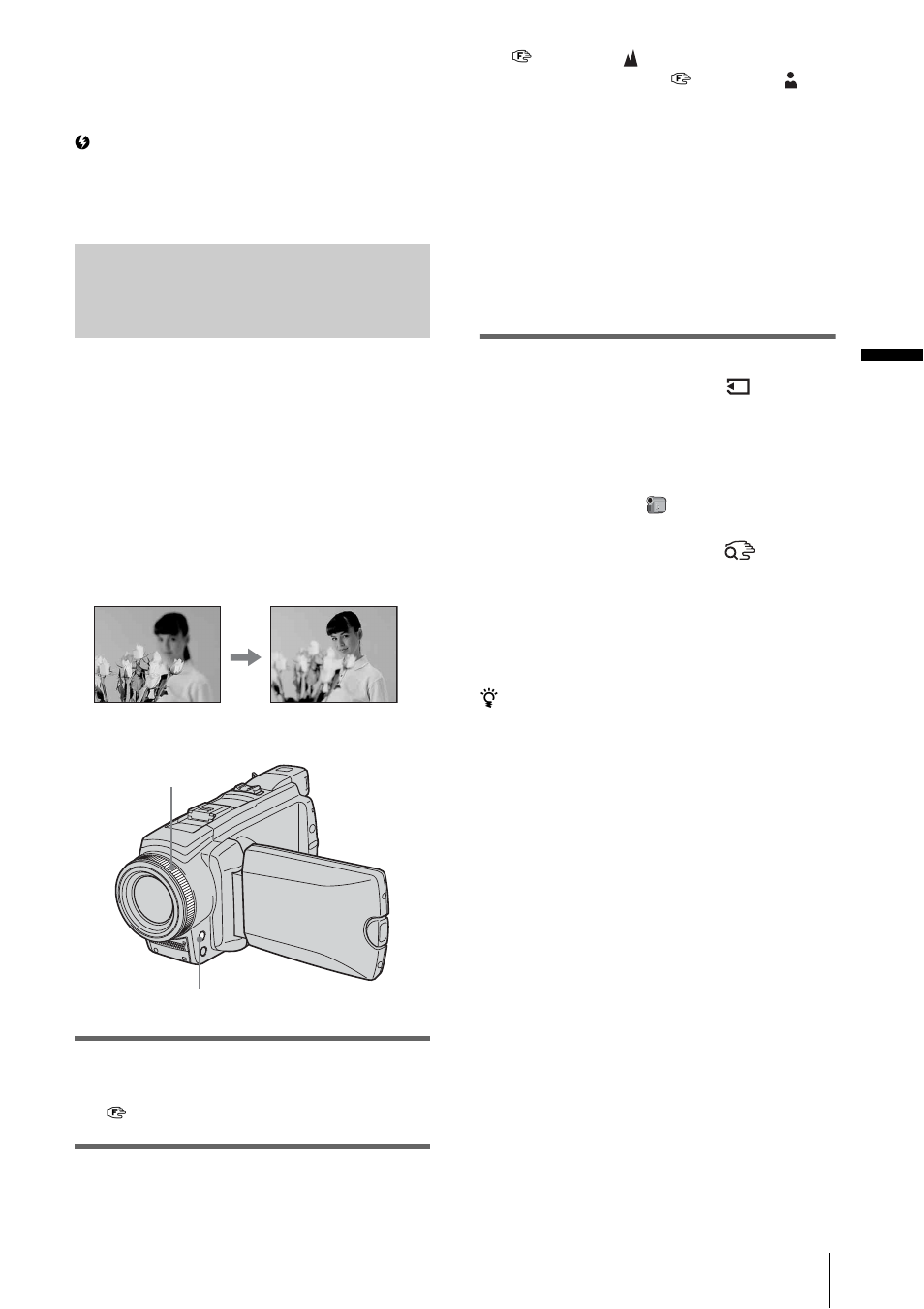 Adjusting the focus manually, Adjusting, The focus manually” (p. 41) f | Sony DCR-HC85 User Manual | Page 41 / 152