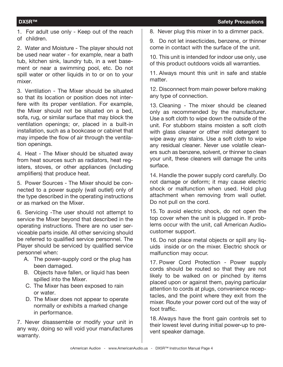 American Audio DX5R User Manual | Page 4 / 18