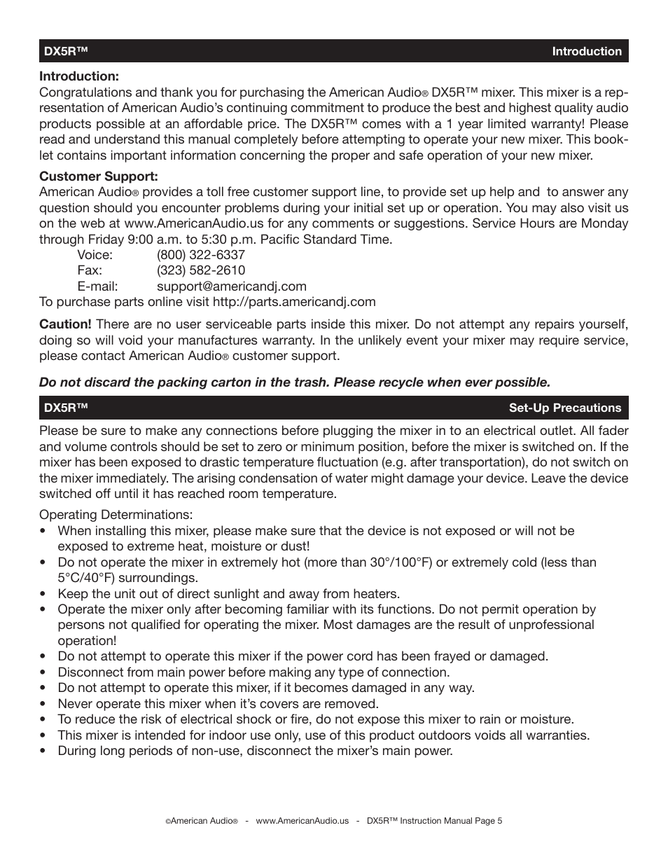 American Audio DX5R User Manual | Page 5 / 18