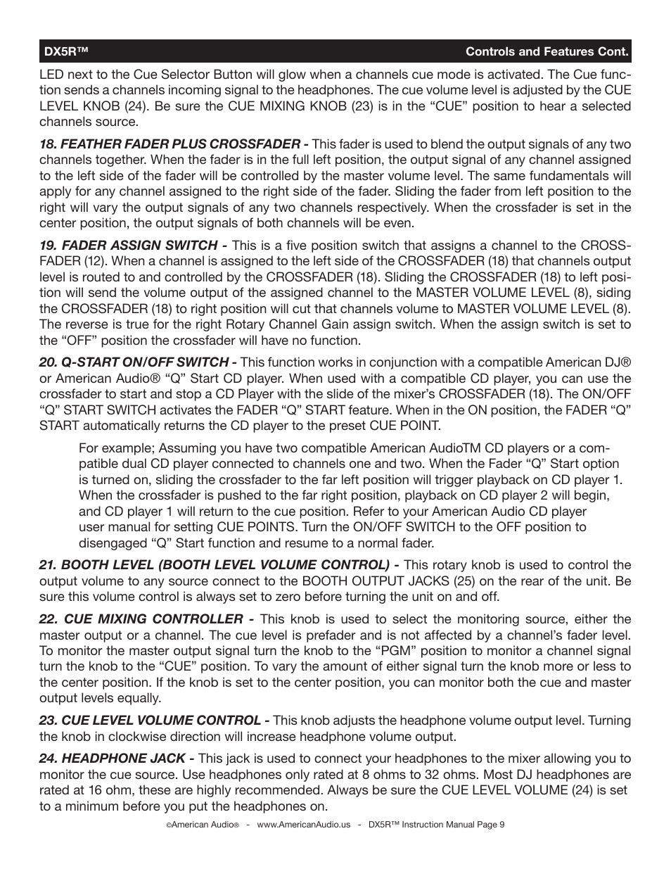 American Audio DX5R User Manual | Page 9 / 18