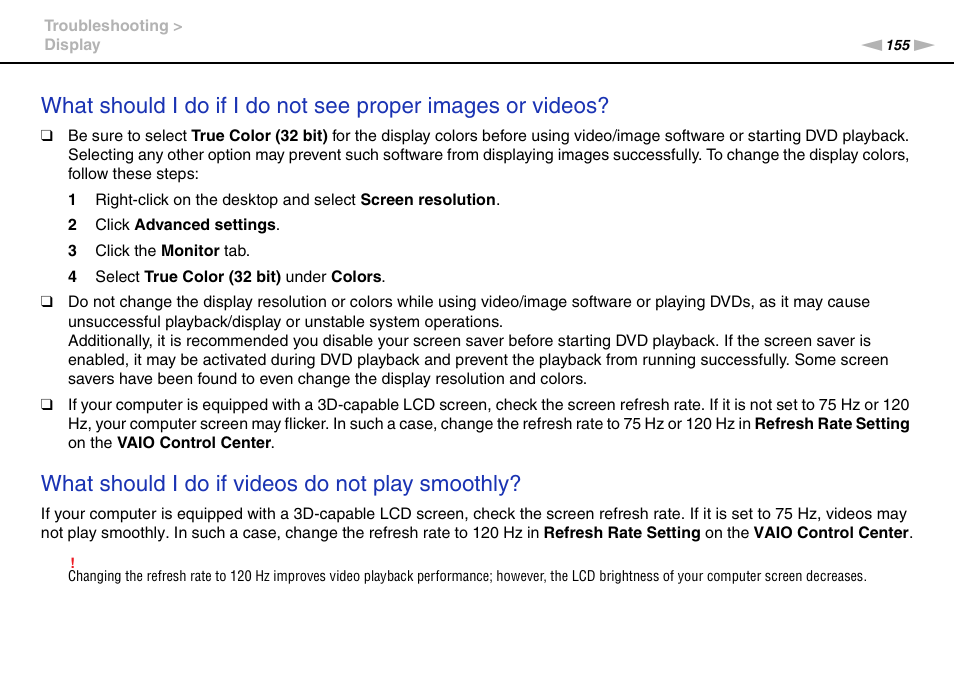 What should i do if videos do not play smoothly | Sony VPCF221FX User Manual | Page 155 / 176