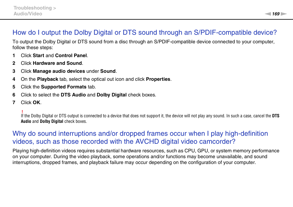 Sony VPCF221FX User Manual | Page 169 / 176