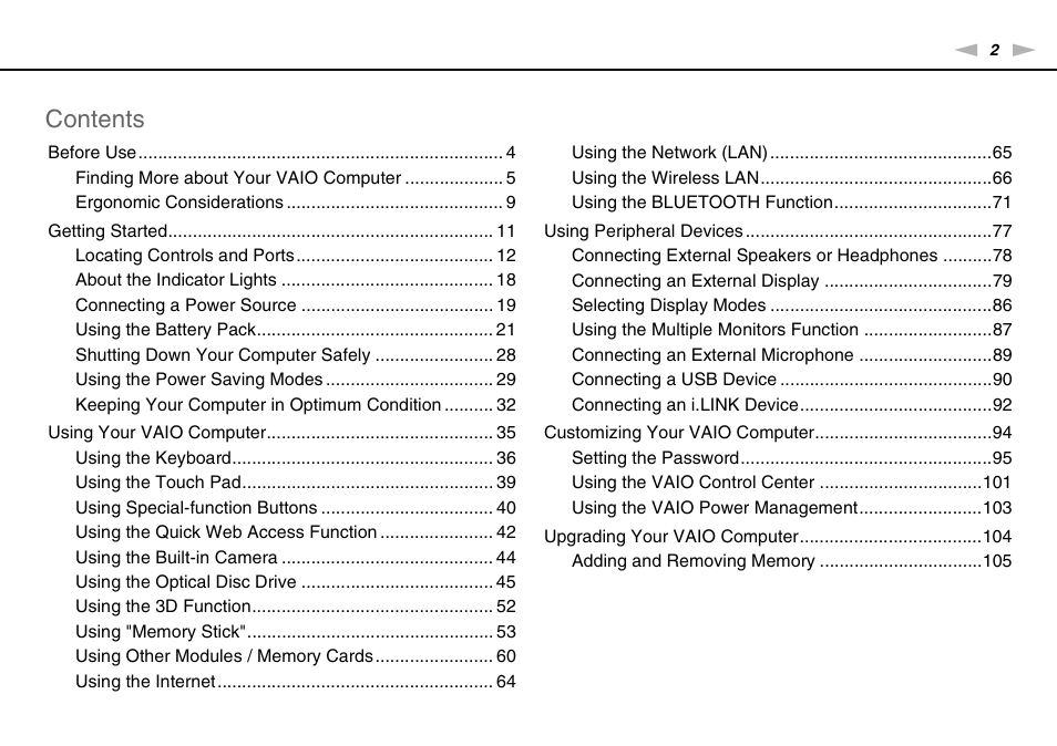 Sony VPCF221FX User Manual | Page 2 / 176