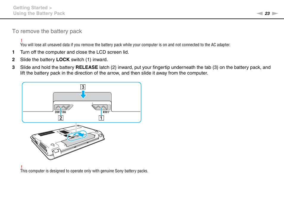 Sony VPCF221FX User Manual | Page 23 / 176