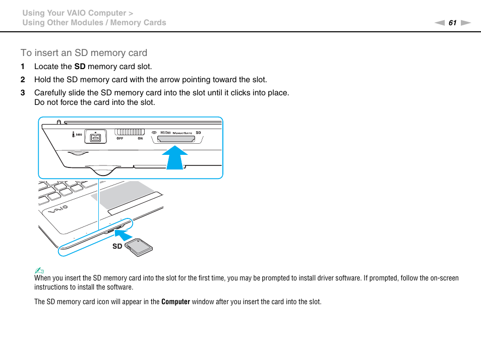 Sony VPCF221FX User Manual | Page 61 / 176