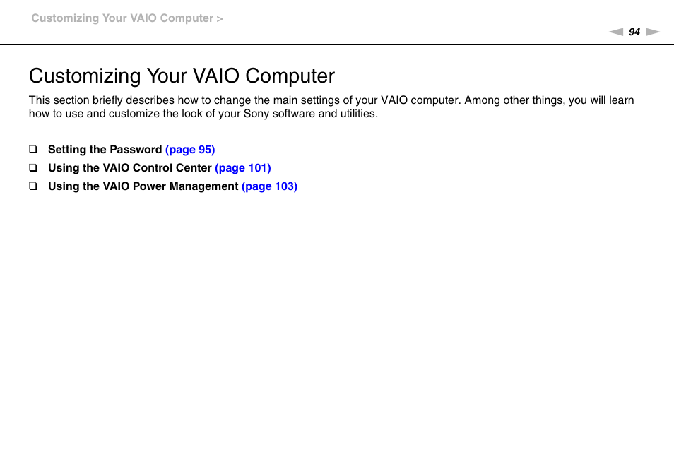 Customizing your vaio computer | Sony VPCF221FX User Manual | Page 94 / 176