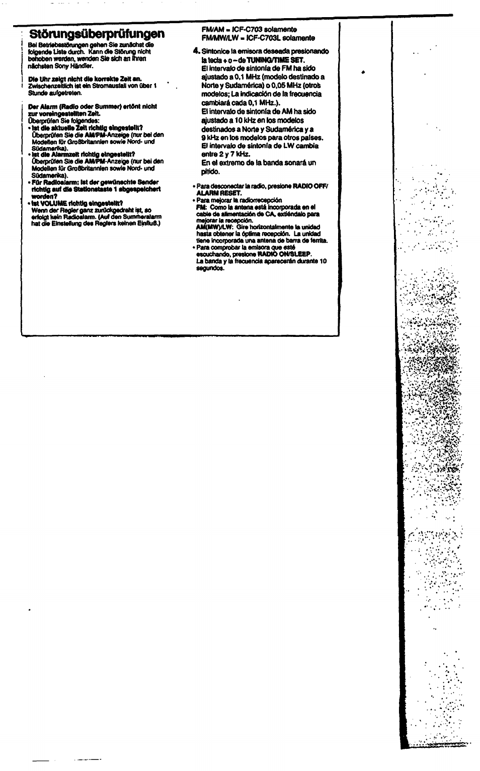Störungsübeiprüfungen | Sony ICF-C703 User Manual | Page 17 / 20