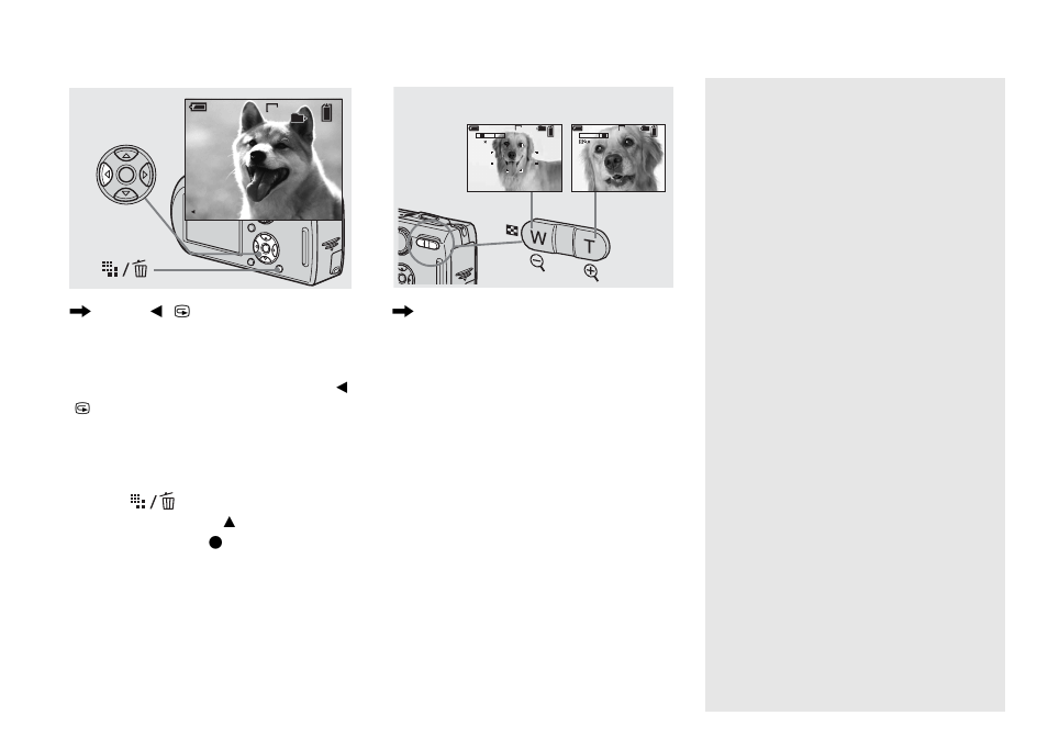 Checking the last image you shot — quick review, Using the zoom feature, Checking the last image you shot | Quick review, Zoom, Press b ( 7 ) on the control button | Sony DSC-P100LJ User Manual | Page 24 / 128