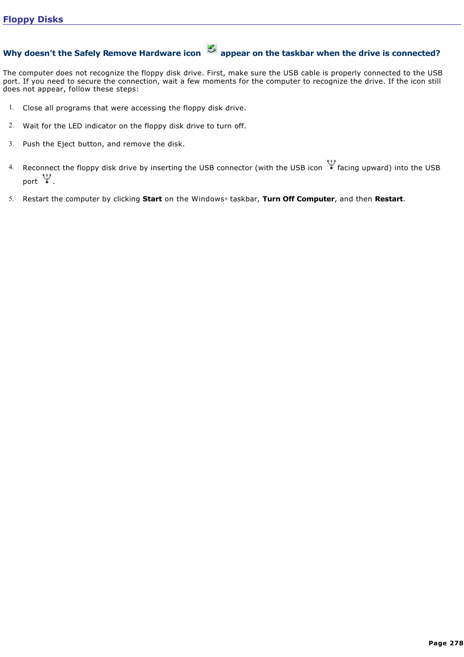 Floppy disks | Sony VGN-A190 User Manual | Page 278 / 315