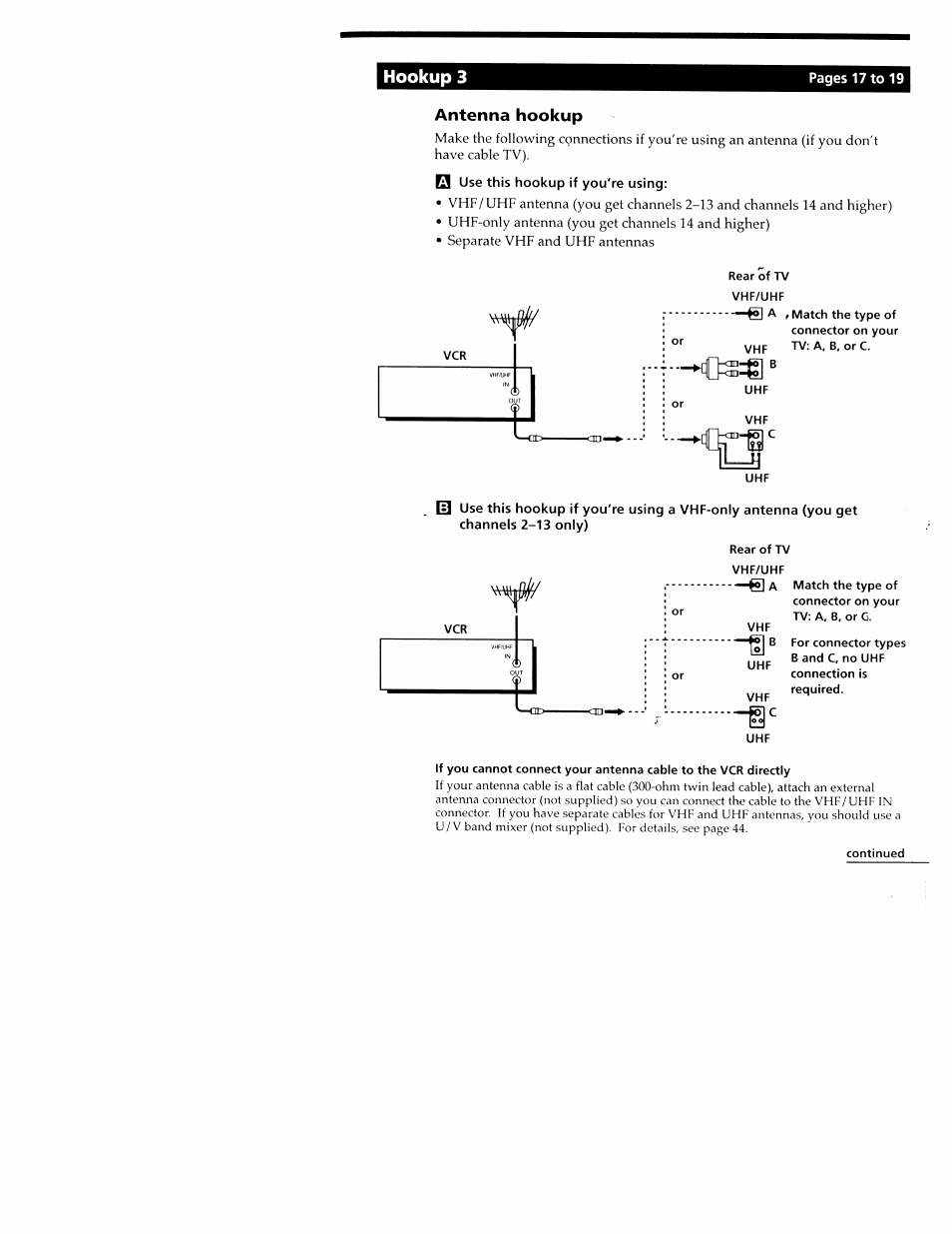 Hookup 3 | Sony SLV-M20HF User Manual | Page 17 / 52