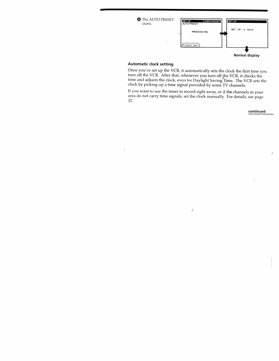 Automatic clock setting | Sony SLV-M20HF User Manual | Page 19 / 52